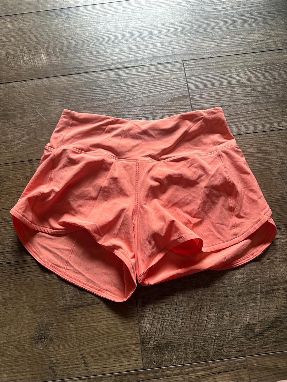 High-Rise Coral Athletic Running Shorts for Women